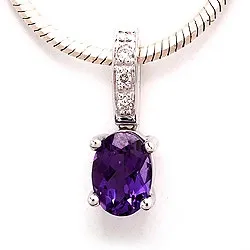 ametist hängen i 14  carat vitguld 0,03 ct 0,80 ct