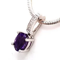 ametist hängen i 14  carat vitguld 0,03 ct 0,80 ct