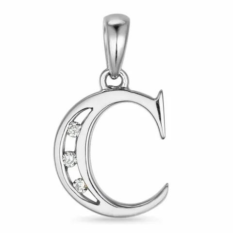 Bokstav c hängen i 14 carat vitguld 0,03 ct