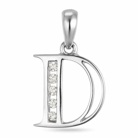 bokstav d hängen i 14 carat vitguld 0,04 ct