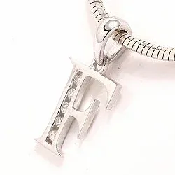 bokstav f hängen i 14 carat vitguld 0,04 ct