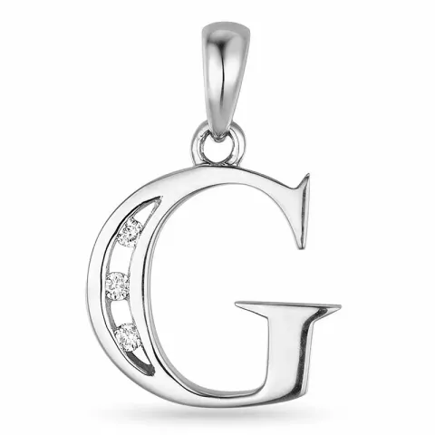 bokstav g hängen i 14 carat vitguld 0,03 ct