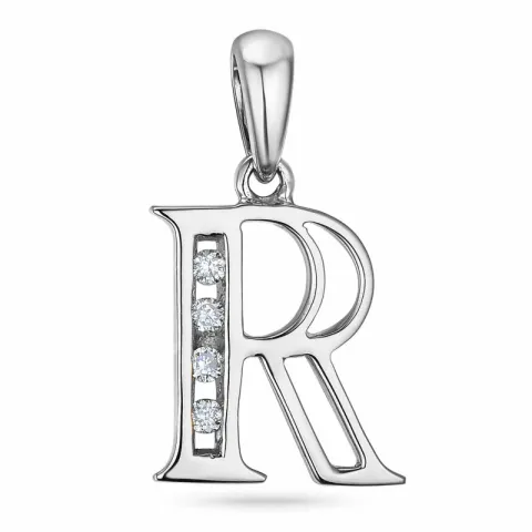 bokstav r hängen i 14 carat vitguld 0,04 ct