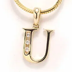 bokstav u hängen i 14 carat guld 0,03 ct