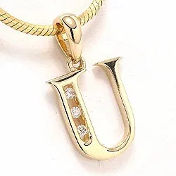 bokstav u hängen i 14 carat guld 0,03 ct