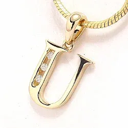 bokstav u hängen i 14 carat guld 0,03 ct