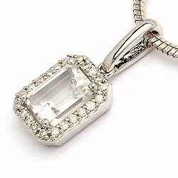 kvarts hängen i 14 carat vitguld 0,11 ct 1,00 ct