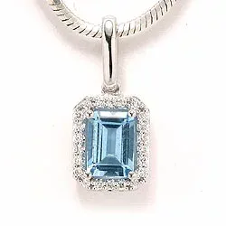 topas hängen i 14 carat vitguld 0,11 ct 1,20 ct