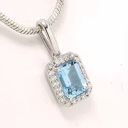 topas hängen i 14 carat vitguld 0,11 ct 1,20 ct
