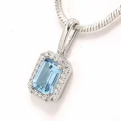 topas hängen i 14 carat vitguld 0,11 ct 1,20 ct