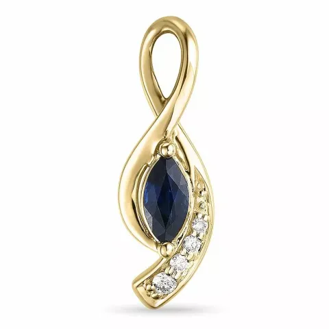 safir hängen i 14  carat guld 0,04 ct 0,34 ct