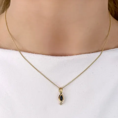 safir hängen i 14 carat guld 0,04 ct 0,34 ct