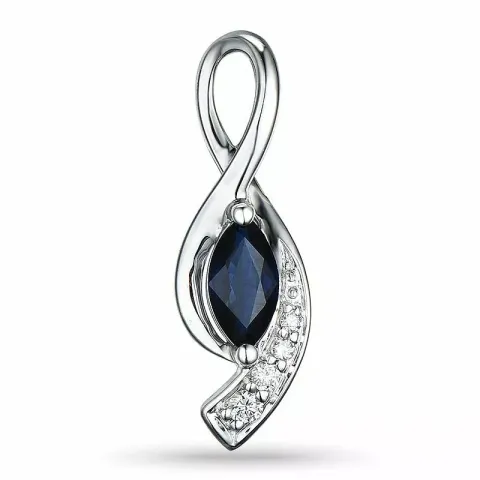 blå safir hängen i 14 carat vitguld 0,04 ct 0,34 ct