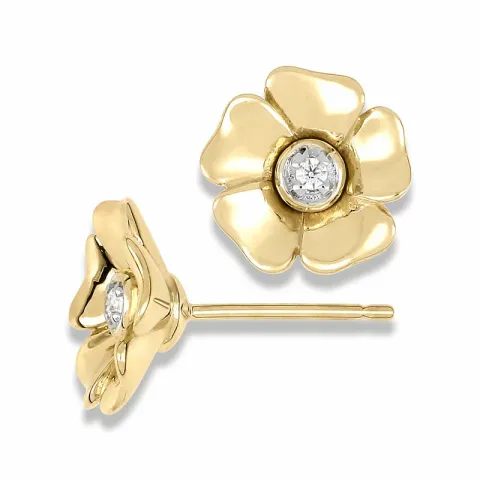 Blommor örhängen i 9 karat guld med zirkoner