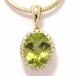 Grön peridot guld hängen i 14  carat guld 0,12 ct