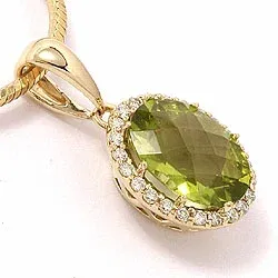 Grön peridot guld hängen i 14 carat guld 0,12 ct