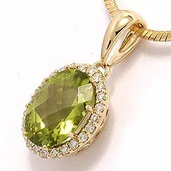 Grön peridot guld hängen i 14  carat guld 0,12 ct