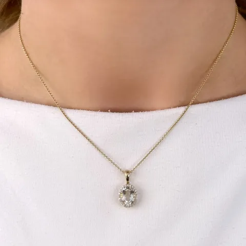 kvarts hängen i 14 carat guld 0,12 ct 2,00 ct