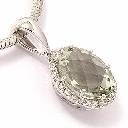 ametist diamantberlocker i 14 carat vitguld 0,12 ct 2,00 ct