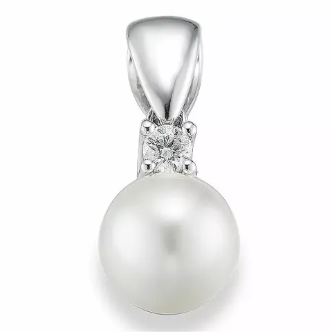 pärla hängen i 14 carat vitguld 0,10 ct