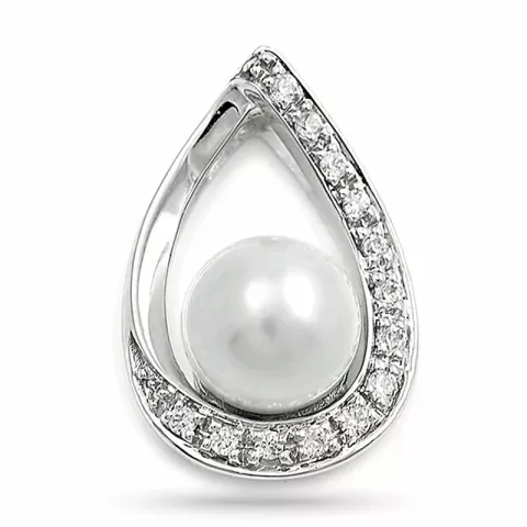 Pärla hängen i 14 carat vitguld 0,07 ct