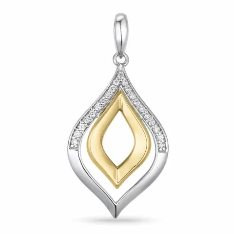 Stort diamantberlocker i 14 carat guld- och vitguld 0,12 ct