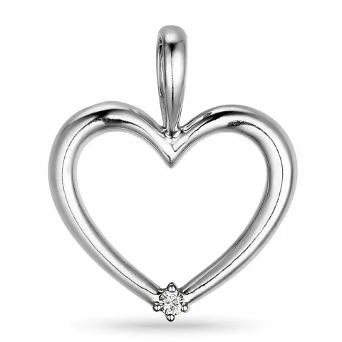 hjärta diamant hängen i 14 carat vitguld 0,03 ct