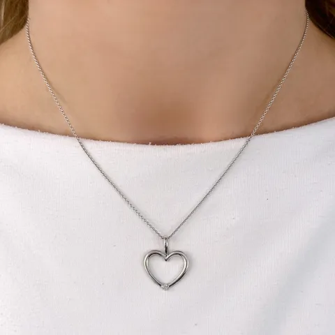 hjärta diamant hängen i 14 carat vitguld 0,03 ct