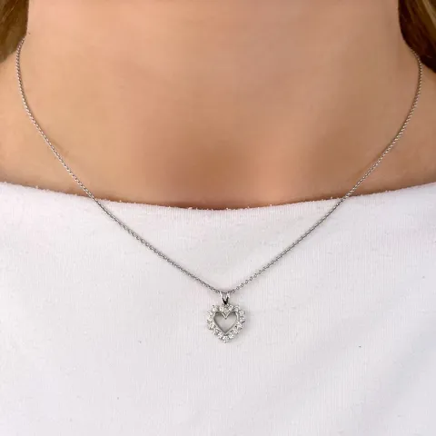 hjärta hängen i 14  carat vitguld 0,25 ct