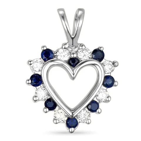 hjärta safir hängen i 14 carat vitguld 0,13 ct 0,20 ct