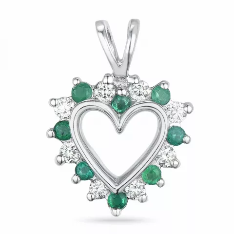 hjärta smaragd hängen i 14  carat vitguld 0,13 ct 0,14 ct