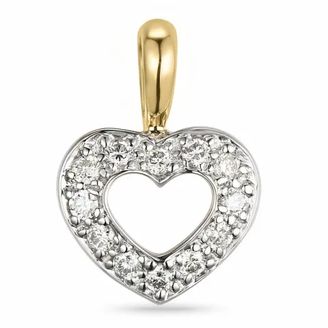 hjärta diamant hängen i 14 carat guld- och vitguld 0,15 ct