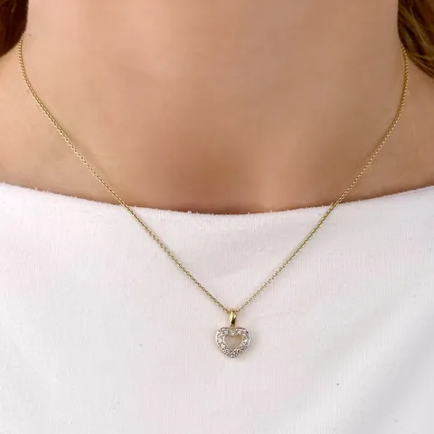 hjärta diamant hängen i 14 carat guld- och vitguld 0,15 ct