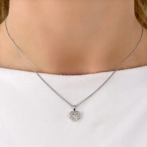 hjärta hängen i 14 carat vitguld 0,15 ct