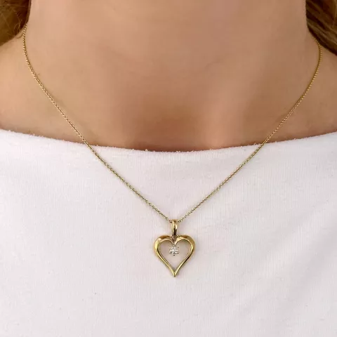 hjärta diamant hängen i 14  carat guld 0,07 ct