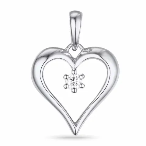 hjärta diamantberlocker i 14 carat vitguld 0,08 ct