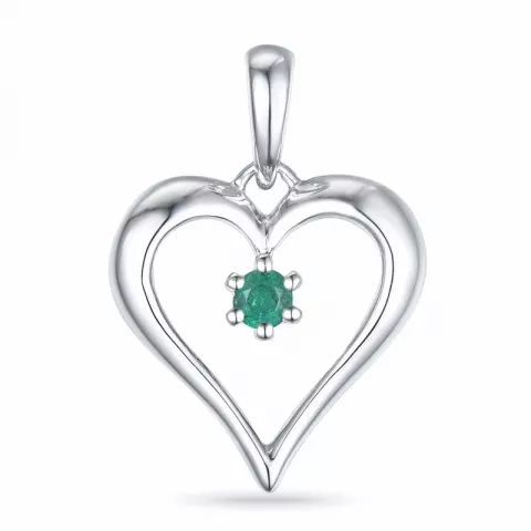 hjärta smaragd hängen i 14  carat vitguld 0,09 ct