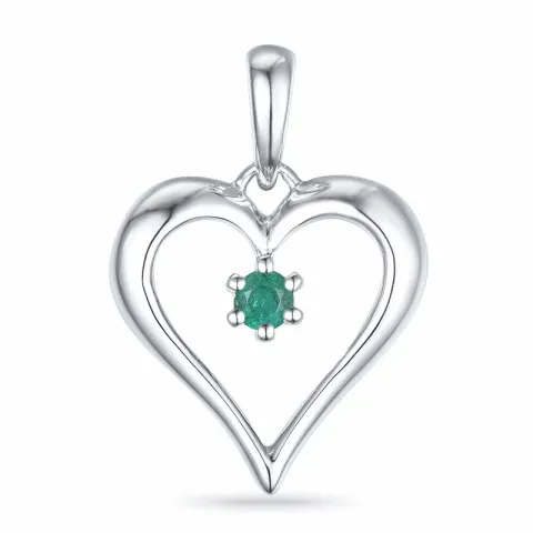 hjärta smaragd hängen i 14 carat vitguld 0,09 ct