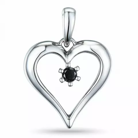 hjärta sort diamant hängen i 14  carat vitguld 0,07 ct