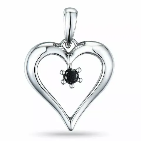 hjärta sort diamant hängen i 14 carat vitguld 0,07 ct