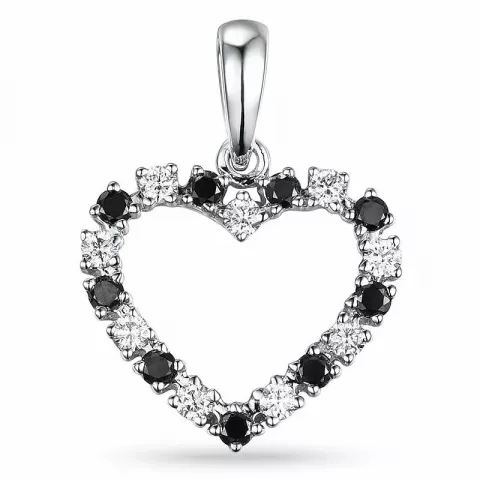 hjärta sort diamant hängen i 14  carat vitguld 0,22 ct 0,18 ct