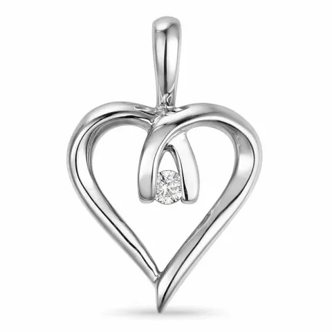 hjärta hängen i 14 carat vitguld 0,02 ct