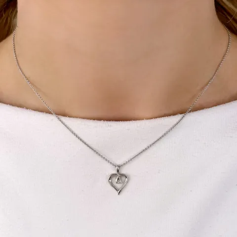 hjärta hängen i 14 carat vitguld 0,02 ct