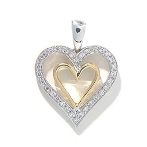 hjärta hängen i 14  carat guld- och vitguld 0,15 ct