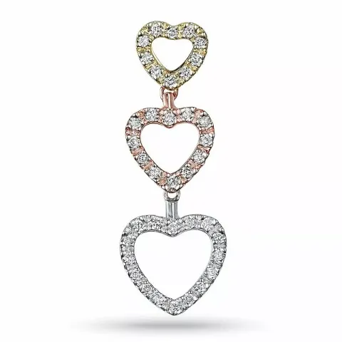 hjärta diamant hängen i 14 carat gul-, vit- och rödguld 0,17 ct