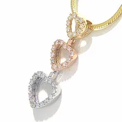 hjärta diamant hängen i 14 carat gul-, vit- och rödguld 0,17 ct