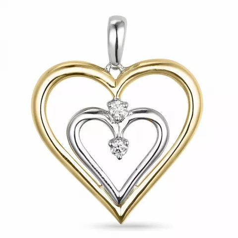 hjärta diamantberlocker i 14  carat guld- och vitguld 0,05 ct