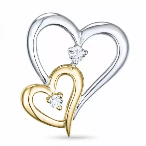 hjärta hängen i 14  carat guld- och vitguld 0,06 ct