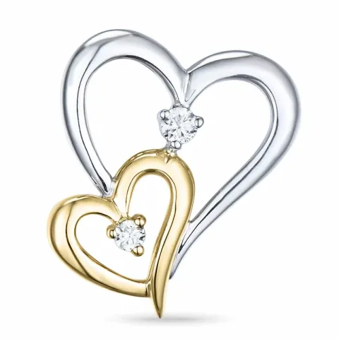 hjärta hängen i 14 carat guld- och vitguld 0,06 ct