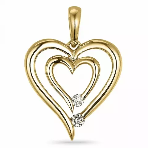 hjärta diamant hängen i 14  carat guld 0,07 ct